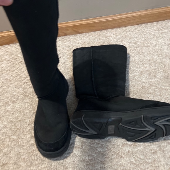 EUC UGG Ultimate Tasman Braid Tall Black Suede Leather Shearling Winter Boots - Picture 6 of 9